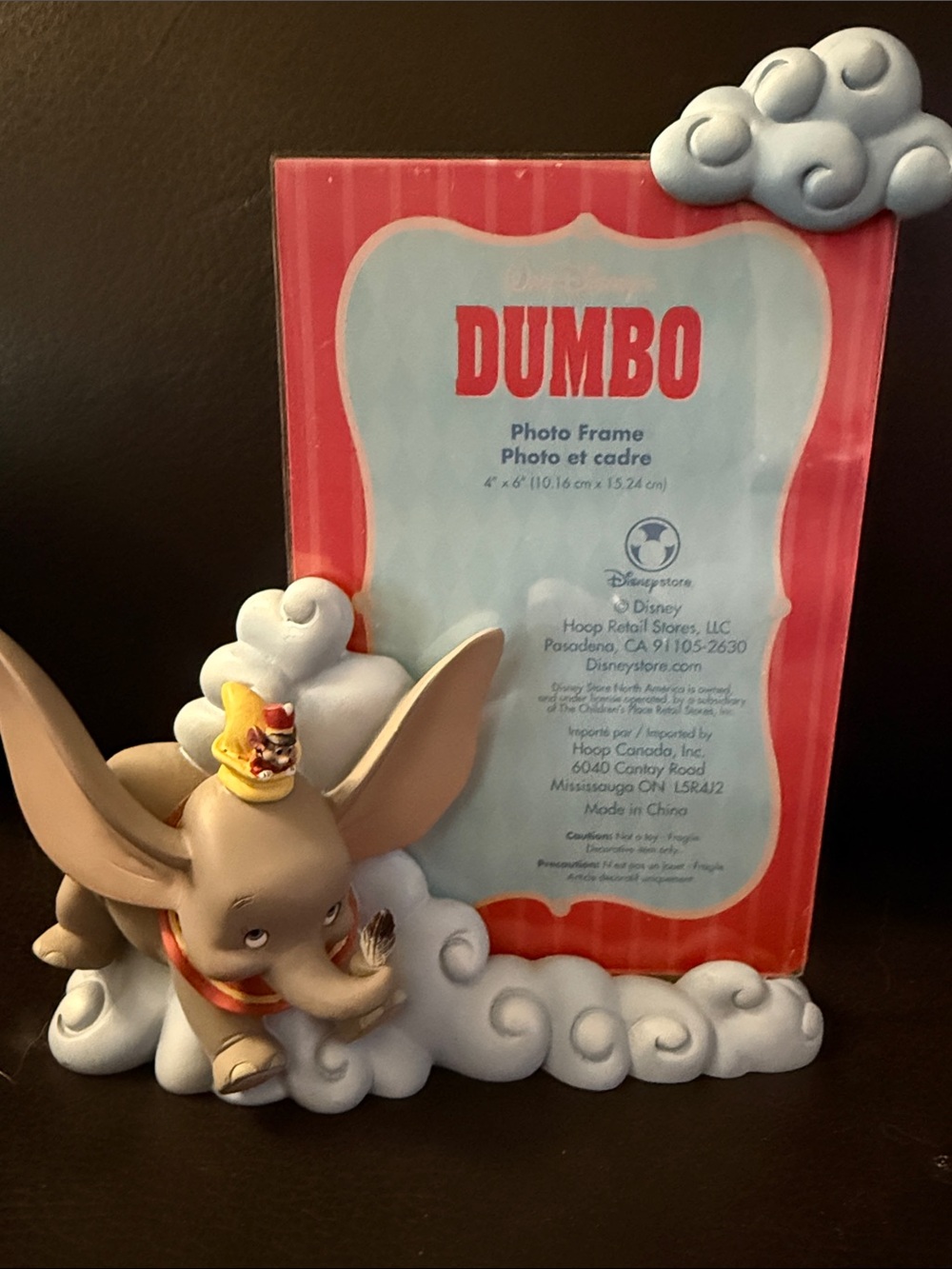 Authentic Disney 3D Sculpted Resin Dumbo Photo Frame - Gray, Light Blue, Red